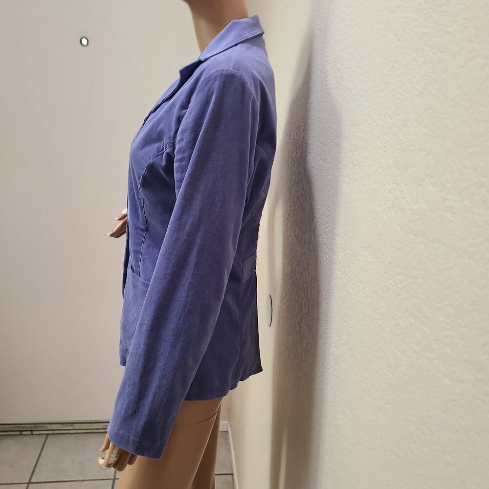 GUDRUN SJODEN FITTED BLAZER JACKET LAVENDER STRETCH MICROWALE CORDUROY sz M - Picture 4 of 7